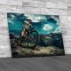 Man On Bicycle Under Cloudy Sky Canvas Print Large Picture Wall Art